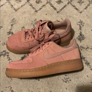 Pink suede Nike Air Force 1’s